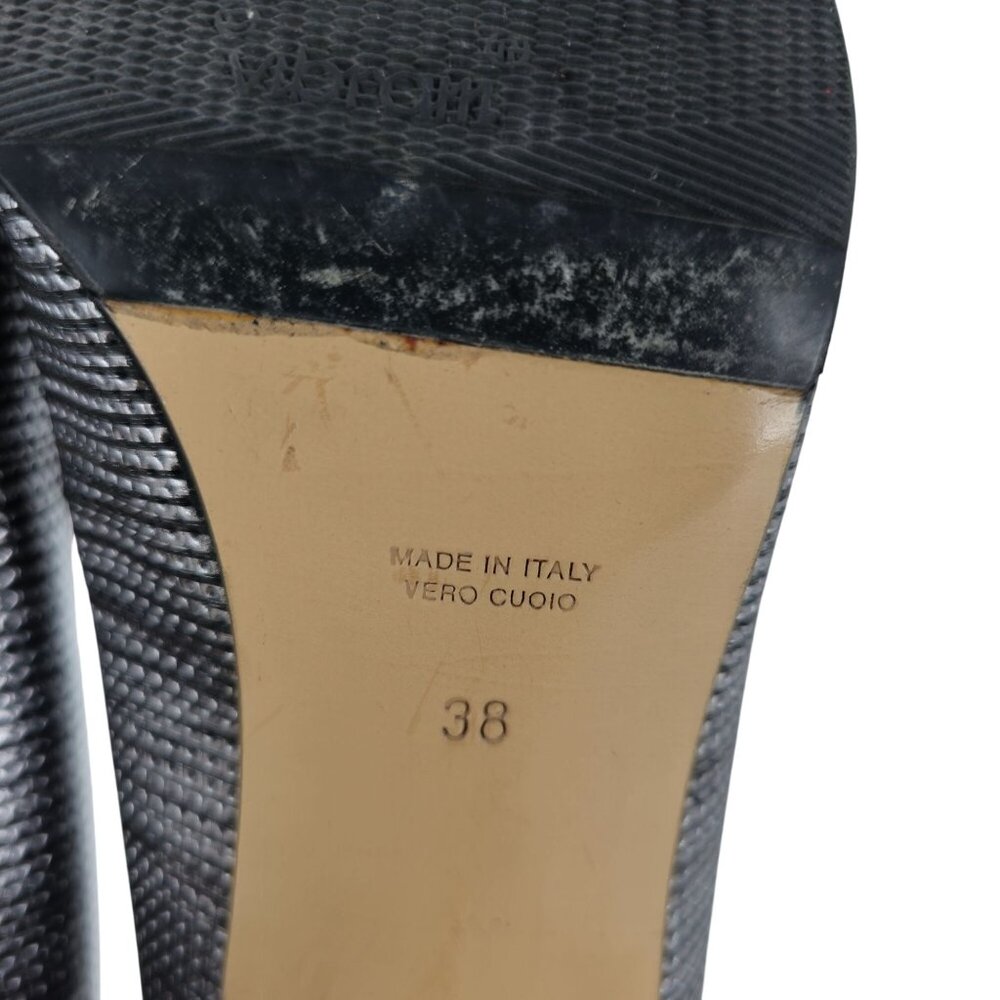 Volpato Italy Womens 7.5 / 38EU Black Grey Gray Leather dress shoes heels pumps - Picture 10 of 11